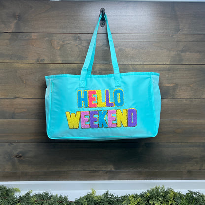 Hello Weekend Sparkle Tote Bag