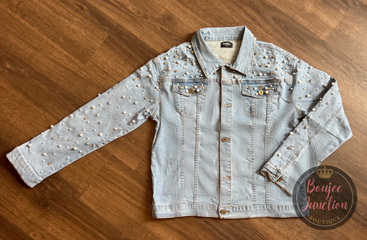 Light Wash Embellished Denim Jacket