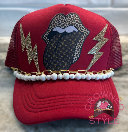 Tongue Out Lightening Bolt Trucker Hat