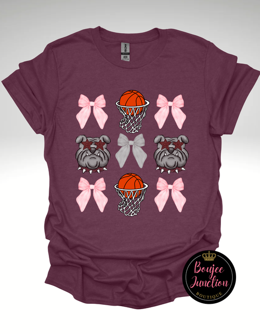 Pink Bow Basketball Transfer