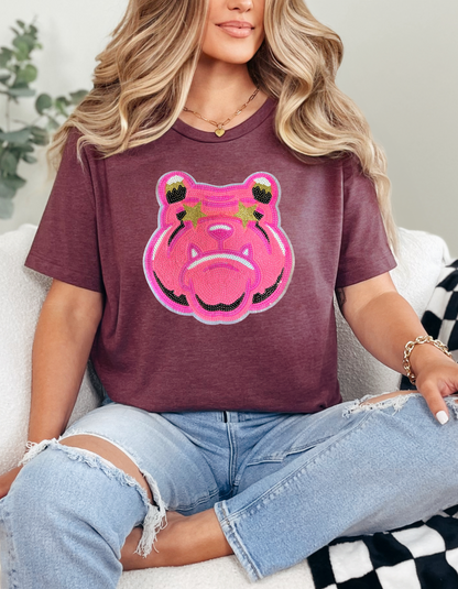 Pink Sequin Bulldog Tee