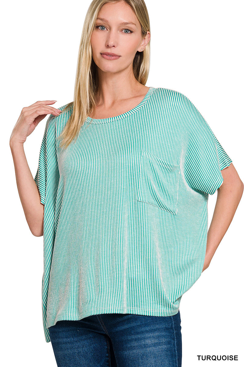 Corded Rib Oversized Short-Sleeve Top