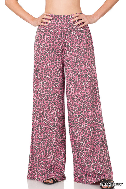 French Terry Leopard Wide Leg Pants