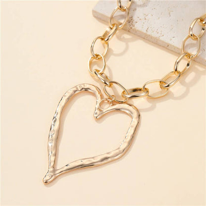 Statement Hammered Open Heart Necklace