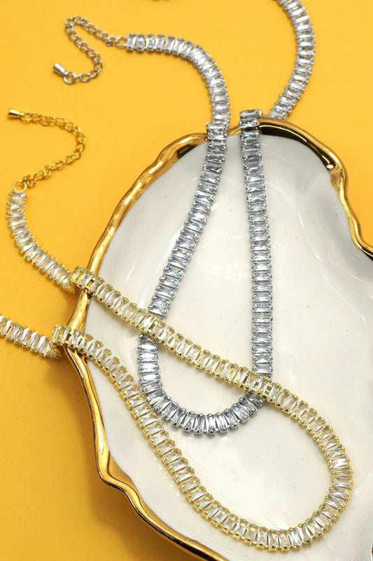 Baguette Stone Tennis Necklace