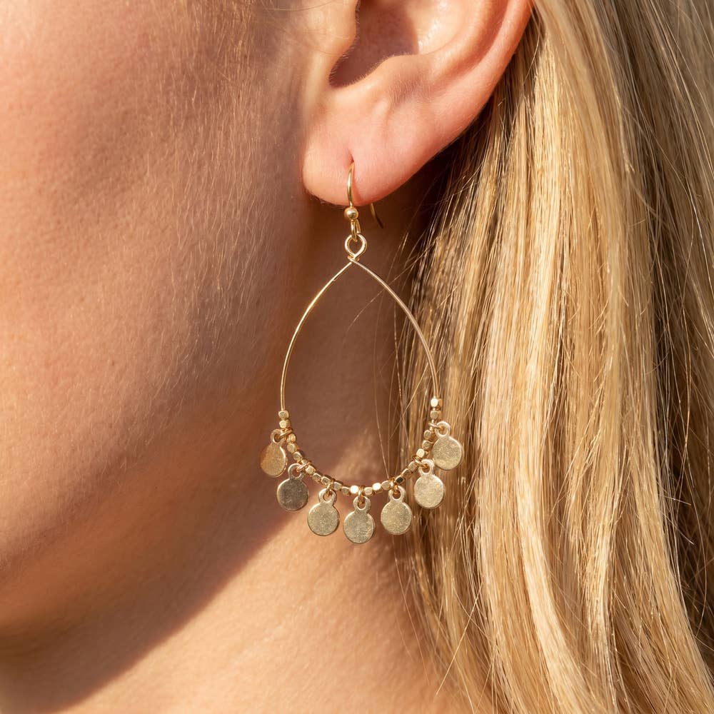 Coin Charm Drop Earrings