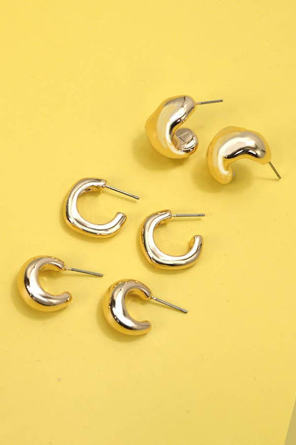 Bubbly Mini Huggie Hoop Trio Earrings