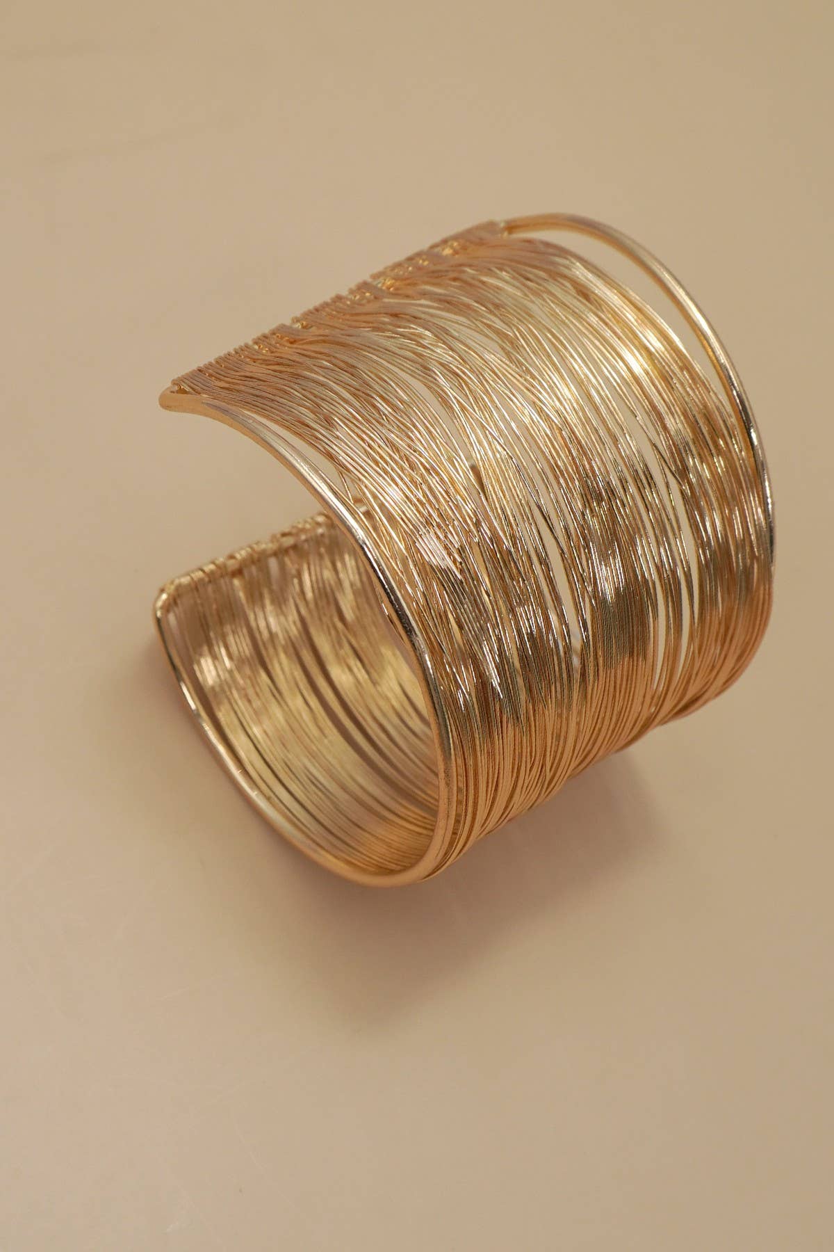 Multi Layer Gold Wire String Cuff Bangle Bracelet