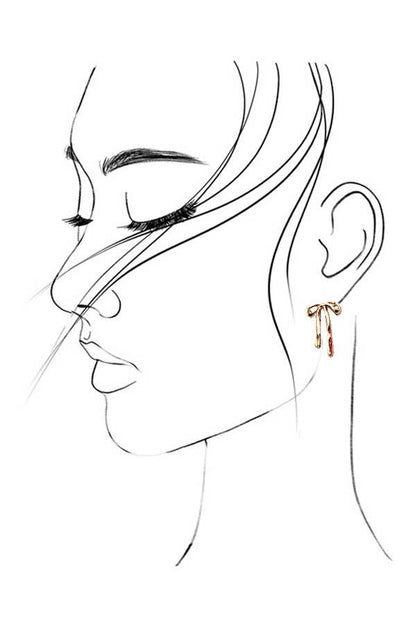 Long Bow Ribbon Stud Earrings