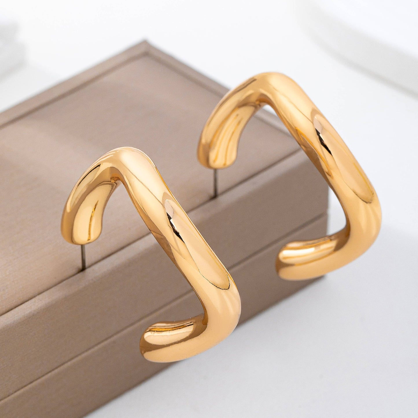 Gold U-Shape Hoop Earrings