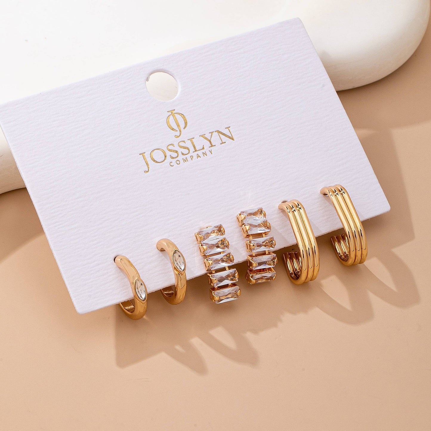 Crystal & Gold Hoop Earring Set