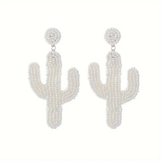 Beaded Cactus Earrings