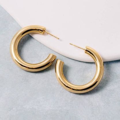 Large Chunky Tube Hoop Earrings