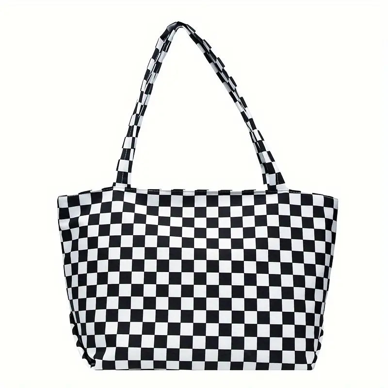 Black Checkered Tote Bag