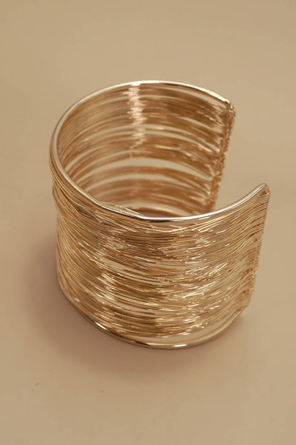Multi Layer Gold Wire String Cuff Bangle Bracelet