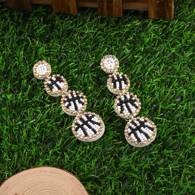 Three Tier Multi Level Baseball Earrings