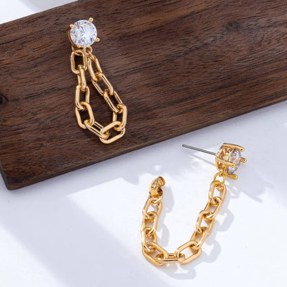 Crystal Stud Hoop and Drop Link Earrings
