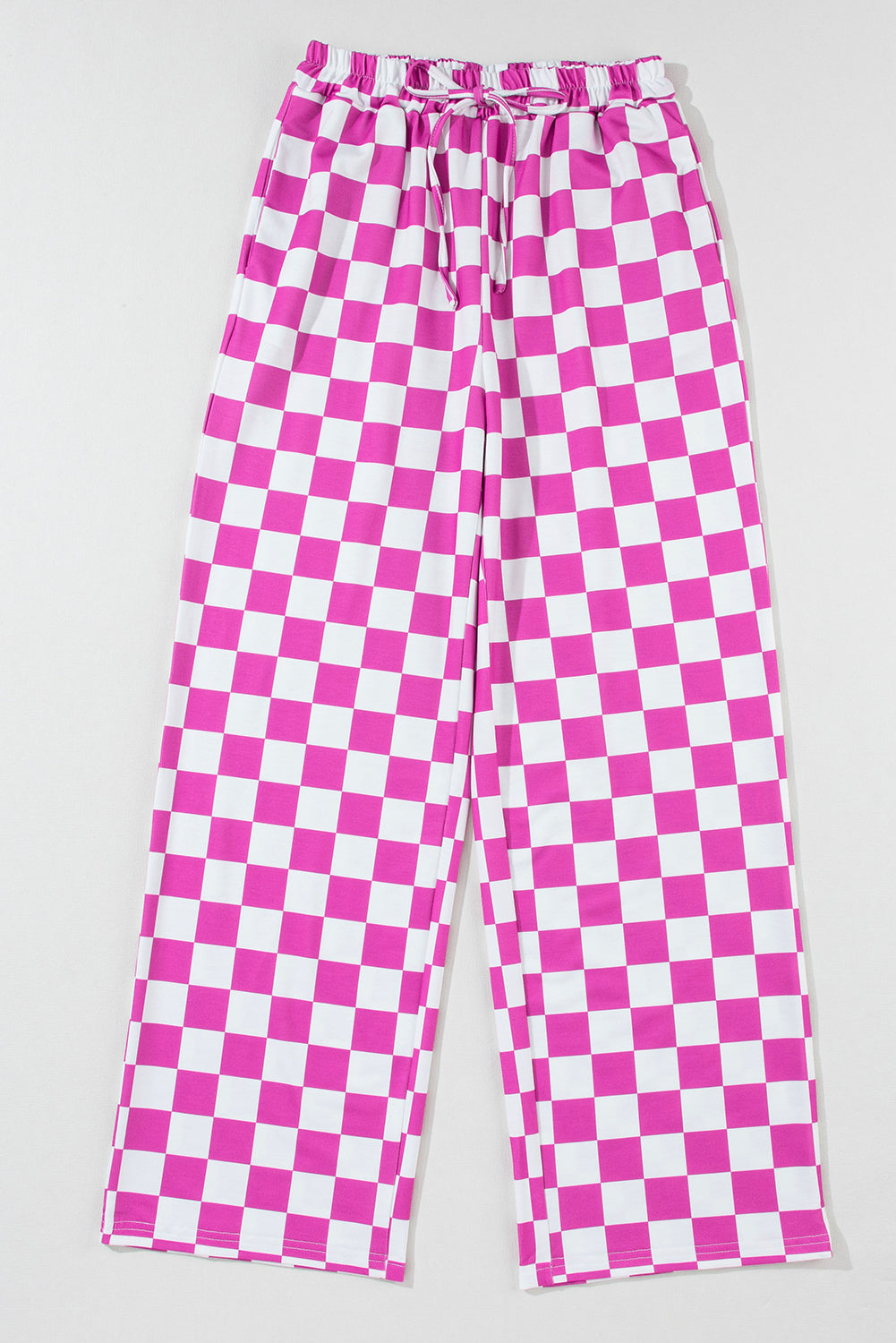 Pink Checkered Print Pants