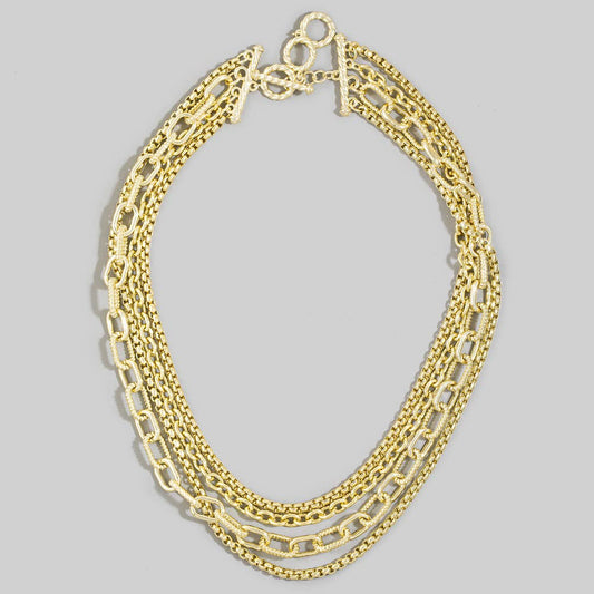 Layered Multi Chain Toggle Necklace
