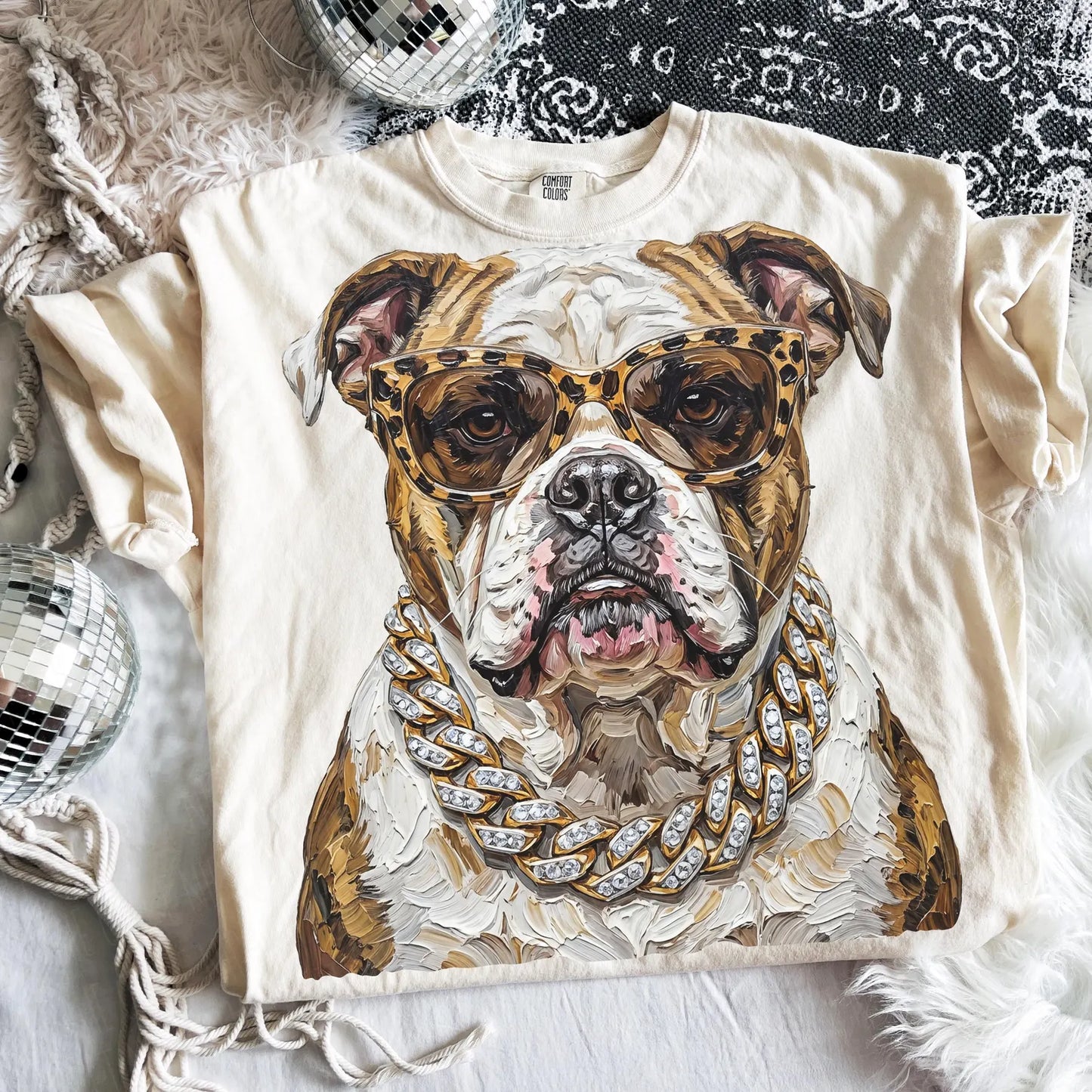 Glam Bulldog Mascot Graphic Tee