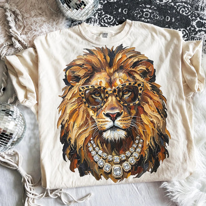 Glam Lion Mascot Graphic Tee