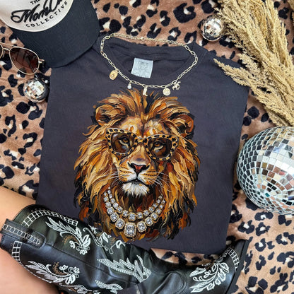 Glam Lion Mascot Graphic Tee