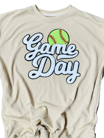 Softball Game Day Chenille Patch Tee or Sweatshirt