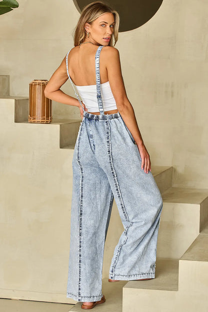 Beau Blue Light Wash Wide Leg Overall