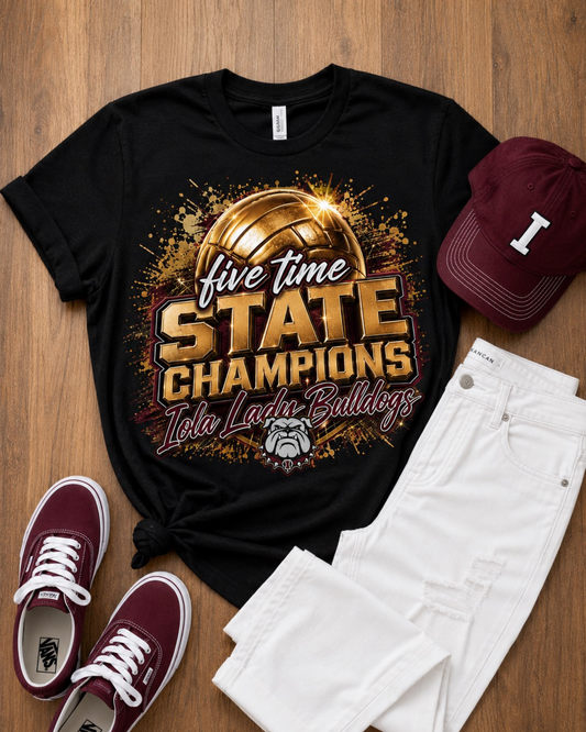 Five Time State Champion Lady Bulldog Tee