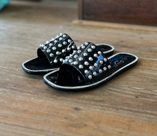 Black Studded Sandals