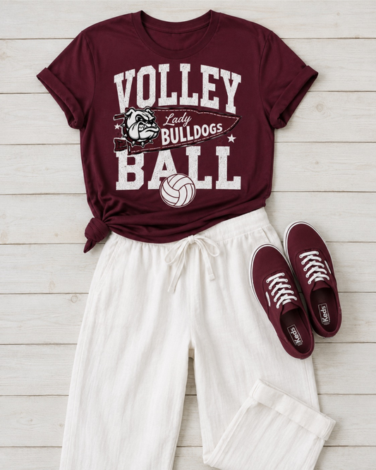 Lady Bulldog Volleyball Pennant Tee